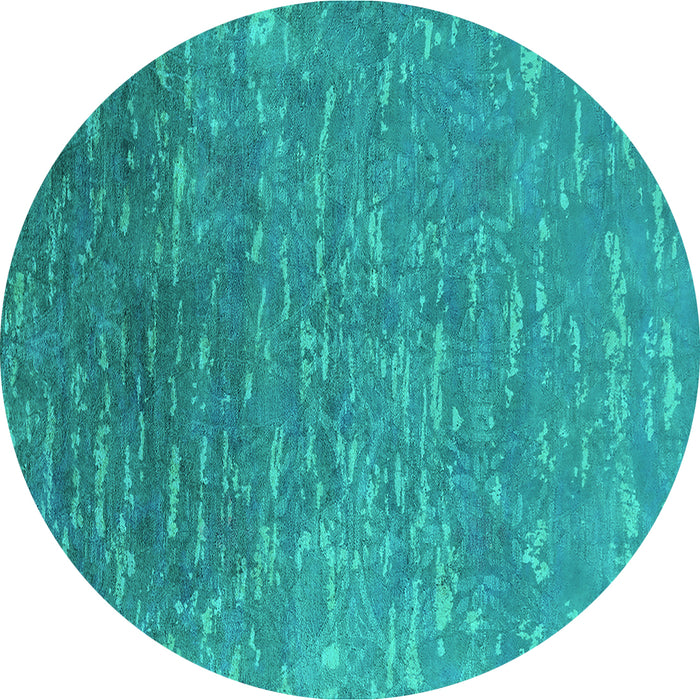 Round Oriental Turquoise Industrial Rug, urb2696turq
