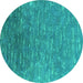 Round Oriental Turquoise Industrial Rug, urb2696turq