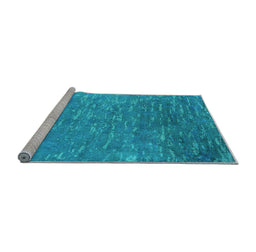 Sideview of Machine Washable Oriental Light Blue Industrial Rug, wshurb2696lblu