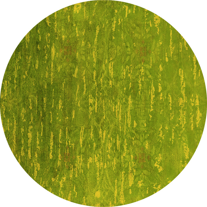 Round Oriental Yellow Industrial Rug, urb2696yw