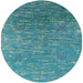 Round Mid-Century Modern Dark Cyan Green Oriental Rug, urb2696