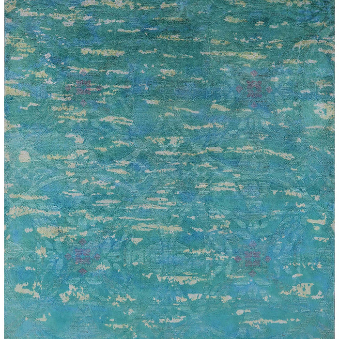 Mid-Century Modern Dark Cyan Green Oriental Rug, urb2696