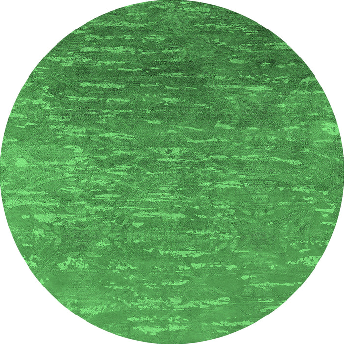 Round Oriental Emerald Green Industrial Rug, urb2696emgrn
