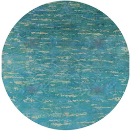 Round Machine Washable Industrial Modern Dark Cyan Green Rug, wshurb2696