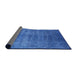 Sideview of Mid-Century Modern Blue Orchid Blue Persian Rug, urb2697