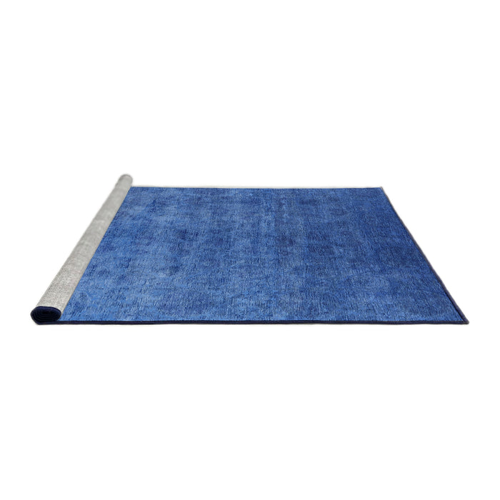 Sideview of Machine Washable Industrial Modern Blue Orchid Blue Rug, wshurb2697