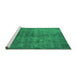 Sideview of Machine Washable Persian Green Bohemian Area Rugs, wshurb2697grn