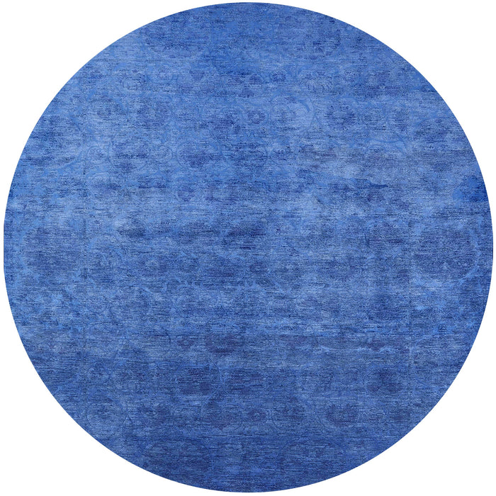 Round Machine Washable Industrial Modern Blue Orchid Blue Rug, wshurb2697