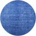 Round Machine Washable Industrial Modern Blue Orchid Blue Rug, wshurb2697