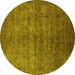 Round Persian Yellow Bohemian Rug, urb2697yw