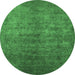 Round Persian Emerald Green Bohemian Rug, urb2697emgrn