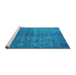 Sideview of Machine Washable Persian Turquoise Bohemian Area Rugs, wshurb2697turq