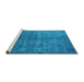 Sideview of Machine Washable Persian Turquoise Bohemian Area Rugs, wshurb2697turq