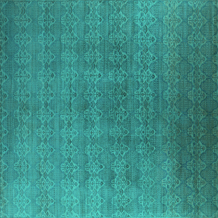 Square Oriental Turquoise Industrial Rug, urb2698turq