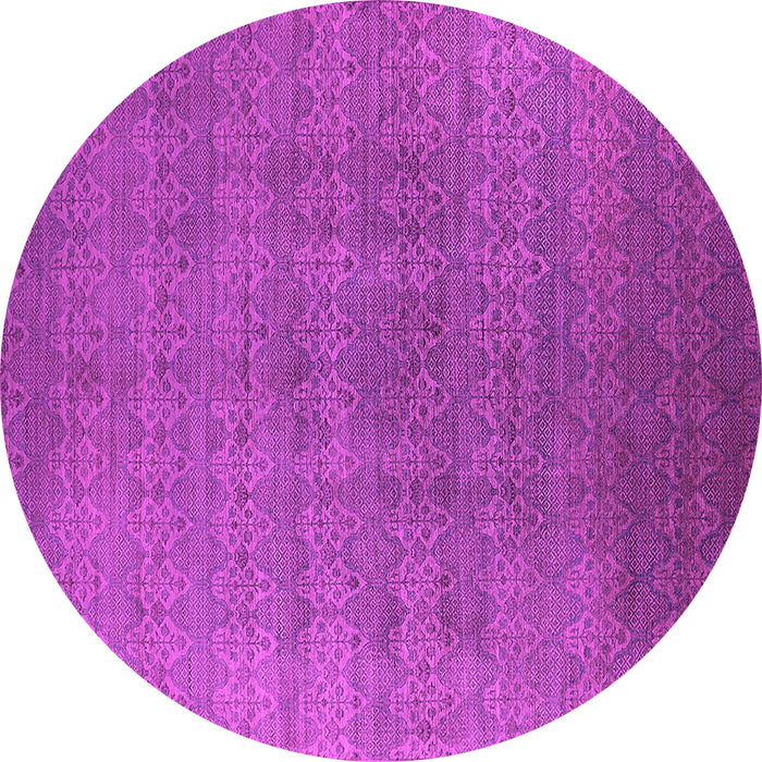 Round Machine Washable Oriental Pink Industrial Rug, wshurb2698pnk