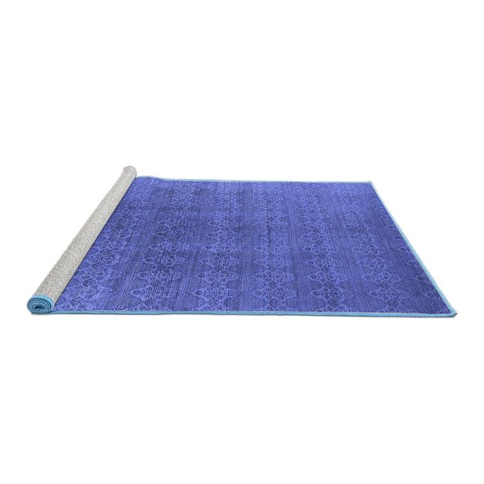 Sideview of Machine Washable Oriental Blue Industrial Rug, wshurb2698blu
