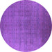 Round Machine Washable Oriental Purple Industrial Area Rugs, wshurb2698pur