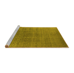 Sideview of Machine Washable Oriental Yellow Industrial Rug, wshurb2698yw