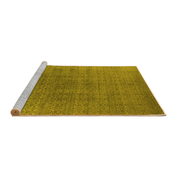 Sideview of Machine Washable Oriental Yellow Industrial Rug, wshurb2698yw