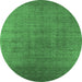 Round Oriental Emerald Green Industrial Rug, urb2698emgrn