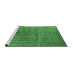 Sideview of Machine Washable Oriental Emerald Green Industrial Area Rugs, wshurb2698emgrn