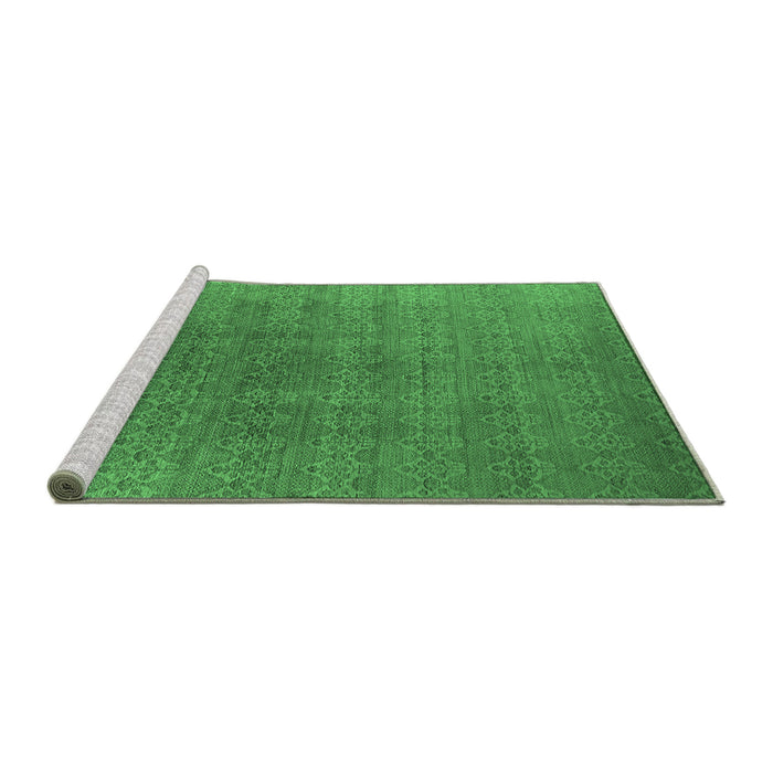Sideview of Machine Washable Oriental Emerald Green Industrial Area Rugs, wshurb2698emgrn