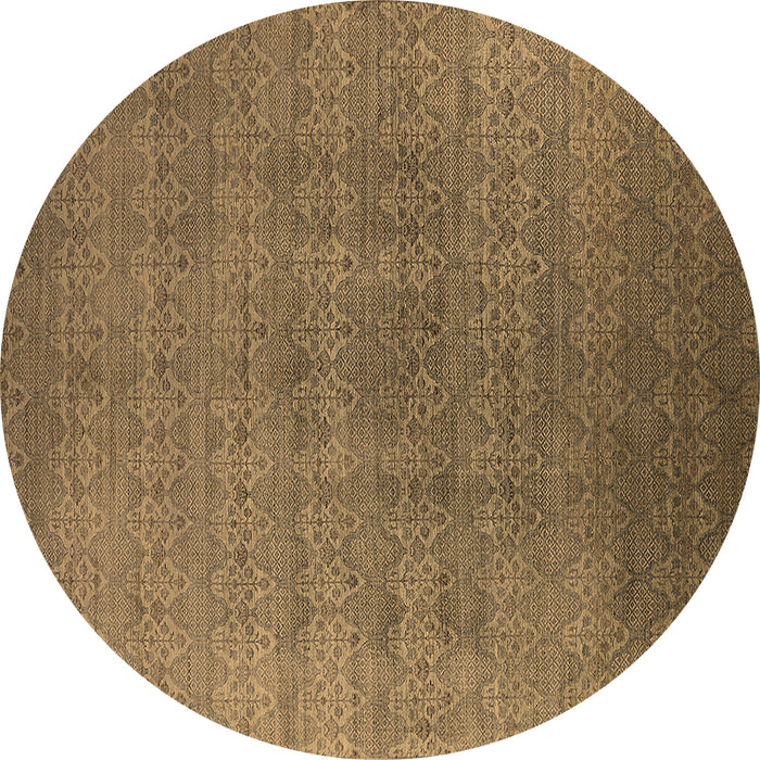 Round Machine Washable Oriental Brown Industrial Rug, wshurb2698brn