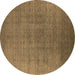 Round Machine Washable Oriental Brown Industrial Rug, wshurb2698brn