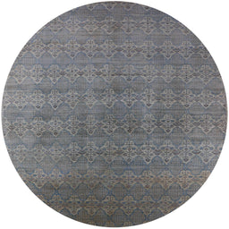 Round Mid-Century Modern Carbon Gray Oriental Rug, urb2698