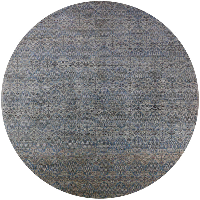 Round Mid-Century Modern Carbon Gray Oriental Rug, urb2698