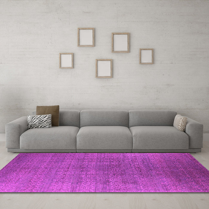 Machine Washable Oriental Pink Industrial Rug in a Living Room, wshurb2698pnk