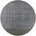 Round Machine Washable Industrial Modern Carbon Gray Rug, wshurb2698