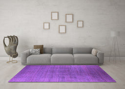 Machine Washable Oriental Purple Industrial Area Rugs in a Living Room, wshurb2698pur