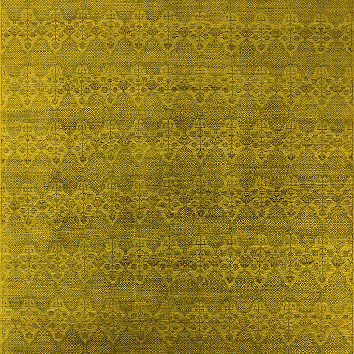 Machine Washable Oriental Yellow Industrial Rug, wshurb2698yw
