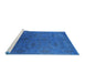 Sideview of Machine Washable Industrial Modern Neon Blue Rug, wshurb2699