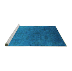 Sideview of Machine Washable Persian Turquoise Bohemian Area Rugs, wshurb2699turq