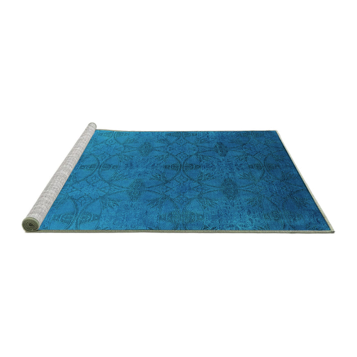 Sideview of Machine Washable Persian Turquoise Bohemian Area Rugs, wshurb2699turq