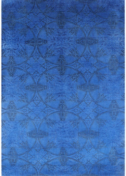 Mid-Century Modern Neon Blue Persian Rug, urb2699