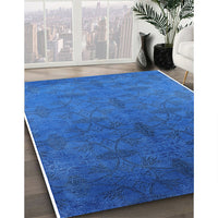 Mid-Century Modern Neon Blue Persian Rug, urb2699