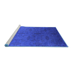 Sideview of Machine Washable Persian Blue Bohemian Rug, wshurb2699blu