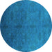 Round Persian Turquoise Bohemian Rug, urb2699turq