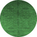 Round Persian Emerald Green Bohemian Rug, urb2699emgrn