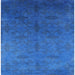 Square Machine Washable Industrial Modern Neon Blue Rug, wshurb2699