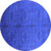 Round Persian Blue Bohemian Rug, urb2699blu