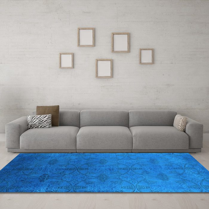 Machine Washable Persian Light Blue Bohemian Rug in a Living Room, wshurb2699lblu