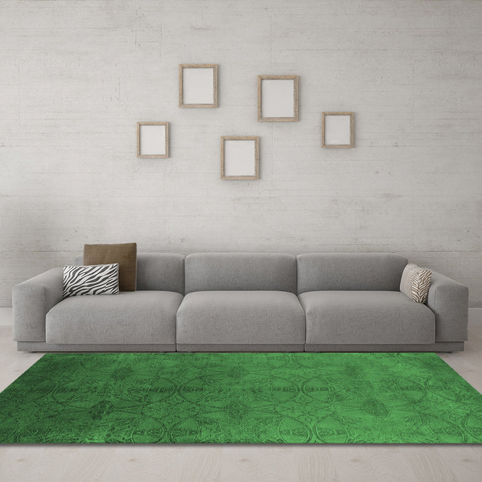 Machine Washable Persian Emerald Green Bohemian Area Rugs in a Living Room,, wshurb2699emgrn