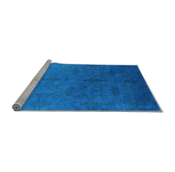 Sideview of Machine Washable Persian Light Blue Bohemian Rug, wshurb2699lblu