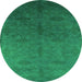 Round Persian Green Bohemian Rug, urb2699grn