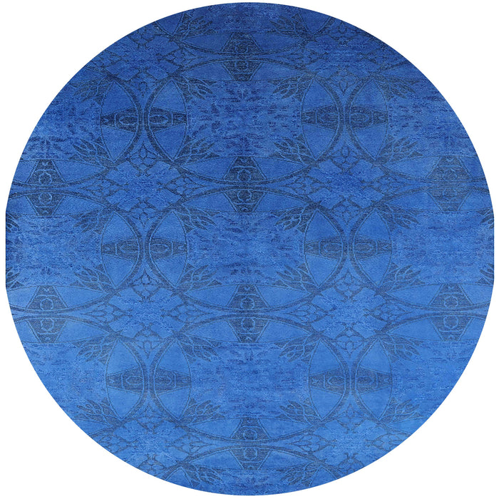 Round Machine Washable Industrial Modern Neon Blue Rug, wshurb2699