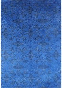 Machine Washable Industrial Modern Neon Blue Rug, wshurb2699